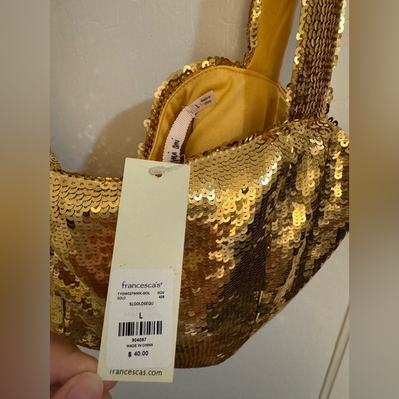 NWT - Francesca’s Gold Sequin Crop Top - Picture 6 of 6